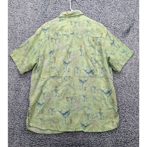 Columbia River Lodge Tiki Marlin Button Down Shirt Size L Fishing Vacation Green - Picture 3 of 13